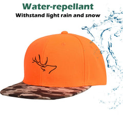EDTREK camo brim with water-repellent properties helps shed light rain during adventures.