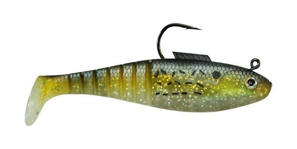 Egret Baits Vudu Shad 4in White Pearl for bass and walleye; lifelike action.