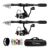 Ehowdin 2-pack fishing pole kit with 6.89ft telescopic rods and reels in carry bag