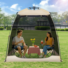EighteenTek screen house gazeb o front view for spacious shade and bug-free lounging