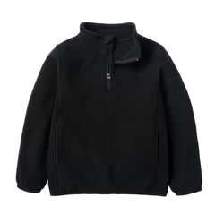 Eigioo toddler fleece quarter-zip jacket in black, front view, cozy outerwear.