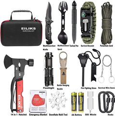 EILIKS 14-in-1 hatchet in action for camping tasks.