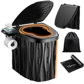 Eioehtl upgraded 15inch XL portable toilet folded for compact travel and storage.