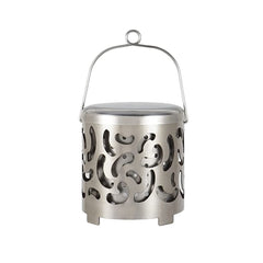Eioflia mini stove heating cover in silver offers portable warmth for camping adventures.