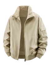 Eisctnd men's winter sherpa-lined bomber jacket front view highlights warmth and rugged style.