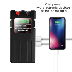 Close-up of dual USB ports on the battery for charging devices