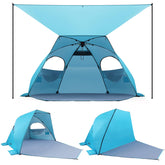 Elegear Beach Tent open-setup demonstrates fast umbrella-style shade for solo beachgoers.