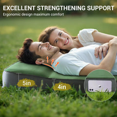 Elegear four-inch thick camping pad delivers extra cushion and neck support with integrated pillow.
