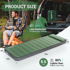 Elegear pad with built-in pillow provides supportive head comfort during camping