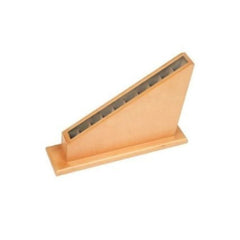Elite Montessori stand for long red rods keeps materials organized and accessible for lessons