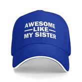 Elixvsoer Awesome Like My Sister Hat blue front view for casual daily wear