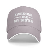 Elixvsoer Awesome Like My Sister hat gray front view, casual daily wear.