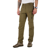 Ellobird Mens Flex Cargo Pants front view, durable everyday wear for hiking and travel.