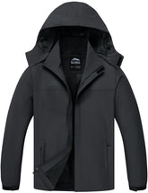 ELLSWOS men's waterproof raincoat front view showing lightweight protection for outdoor hikes