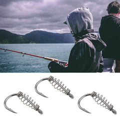 Close-up of eMagTech spring hook with metal spring and barbed point