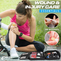 Emblem Outdoor OD242 trauma kit essentials organized for fast retrieval in outdoor adventures