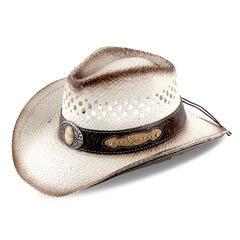 Embellished embossed leather headband with rivets