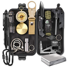 EMDMAK 15-in-1 survival kit in compact case for quick access on hikes