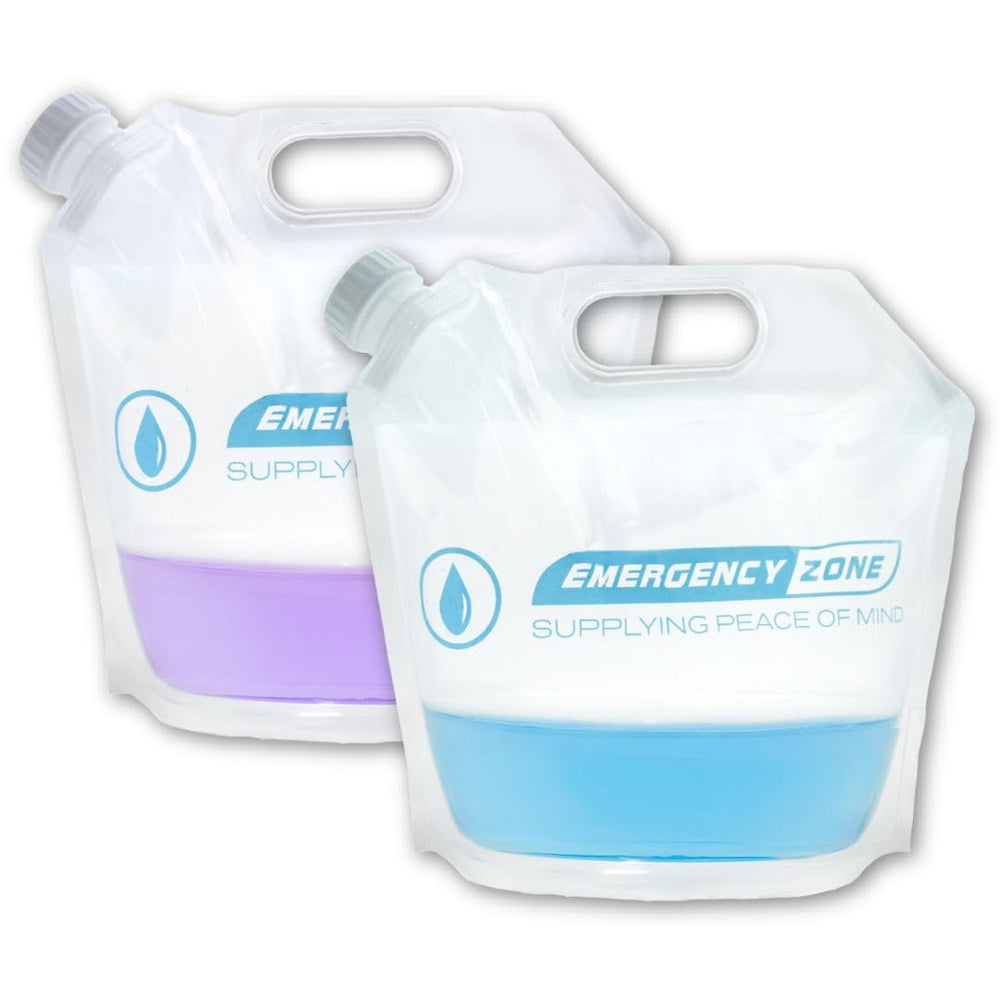 Emergency Zone 4L ultralight water pouch filled for emergency hydration on the go.