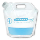 Emergency Zone 4L water pouch stands upright for easy filling and quick access.