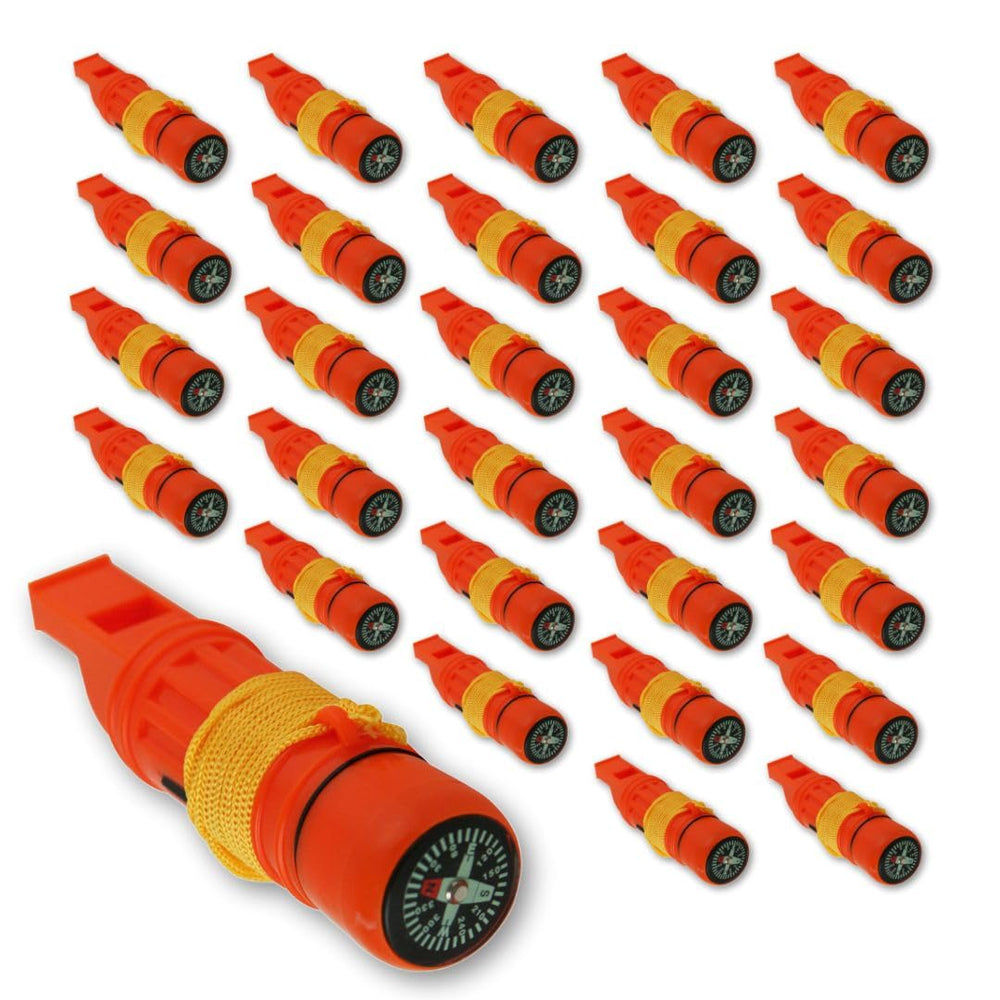 Emergency Zone 5-in-1 Survival Whistle with compass aids quick navigation and distant signaling.