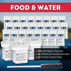 Emergency Zone deluxe survival kit packaging highlights organized, pair-based setup.