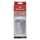 Emergency Zone folding camp stove windscreen folded around a compact stove for portable wind protection.