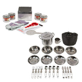 Emergency Zone four-can fuel storage set with foldable stove for field cooking.