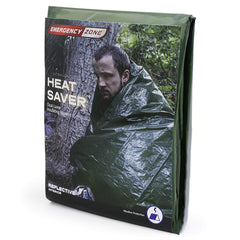 Emergency Zone HeatSaver blanket inflates for rapid warmth during emergencies.