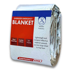 Emergency Zone oversized blanket folded for compact storage in a survival kit.