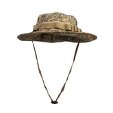 EMERSONGEAR tactical boonie hat close-up shows camo fabric and rugged stitching for outdoor durability