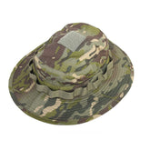EMERSONGEAR boonie hat front view in camo, offering sun protection for outdoor activities