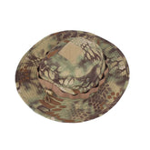 EmersonGear tactical boonie hat in camo with adjustable chin strap for a secure fit.