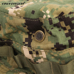 EMERSONGEAR boonie hat shows external MOLLE webbing for camouflage and gear options.