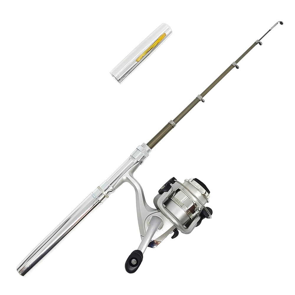 EMMRAGNO 38-inch portable pocket telescopic fishing rod in silvery finish