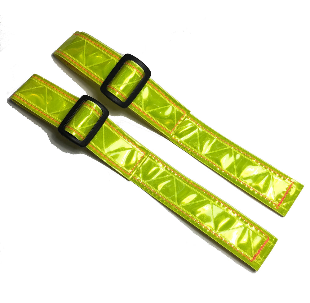 Empire Tactical Yellow Reflector Straps attached to a pack for enhanced nighttime visibility