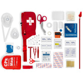 EMS XTRM mini first aid fanny pack open with three pockets for quick access