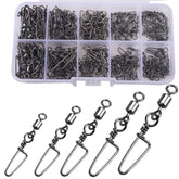 ENERHIKE 150pcs fishing swivels in reusable plastic box