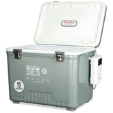 ENGEL 19Qt bait cooler pro aerator keeps live bait fresh with rechargeable power for long trips.