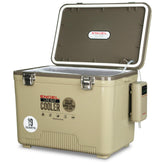 ENGEL 19qt live bait cooler pro with lid open for quick bait access