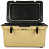 ENGEL 60qt ultra-light cooler front view emphasizes portable design for camping trips