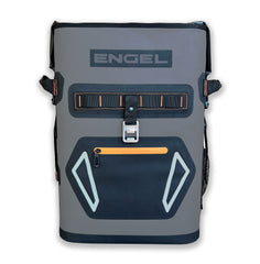 Engel BP25-Orange rolltop open emphasizes quick access and reliable seal.