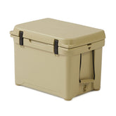 ENGEL ENG50 cooler front view in tan, rugged rotomolded construction for outdoor use.