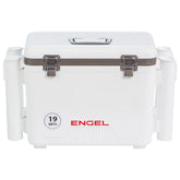 ENGEL UC19 drybox lid close-up with secure latch for leak-proof storage.