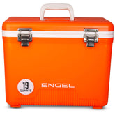 ENGEL UC19 front-angle orange exterior for durable outdoor use and quick access.