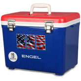 ENGEL UC19-RWB front view: compact 19-quart dry box for secure dry storage on trips
