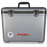 Engel UC30 showing leak-proof lid and hinge for reliable access on rugged trips.