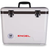 Engel UC30 leakproof lid showing airtight seal for dust-free dry storage