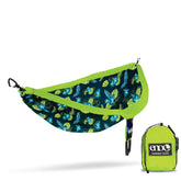 ENO DoubleNest folded in its compact storage bag for travel.