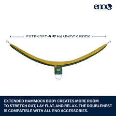 ENO DoubleNest hammock delivering roomy two-person comfort with breathable nylon for outdoor lounging